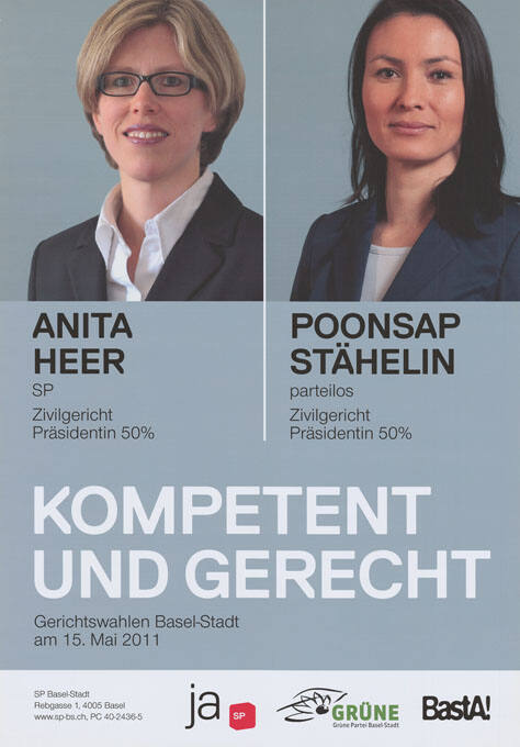 Anita Heer, Poonsap Stähelin, Kompetent und gerecht, SP, Grüne, BastA!