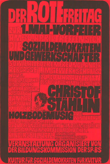 Der Rote Freitag, 1. Mai-Vorfeier, Sozialdemokraten und Gewerkschafter, Christof Stählin, Holzbodemusig