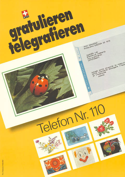 Gratulieren, telegrafieren, Telefon Nr. 110