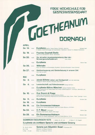 Goetheanum Dornach, Programm April / Mai