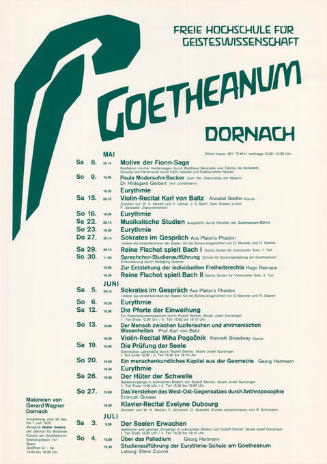 Goetheanum Dornach, Programm Mai / Juni / Juli