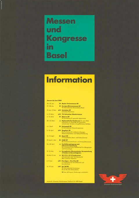 Messen und Kongresse in Basel, Information, Januar bis Juni 1989