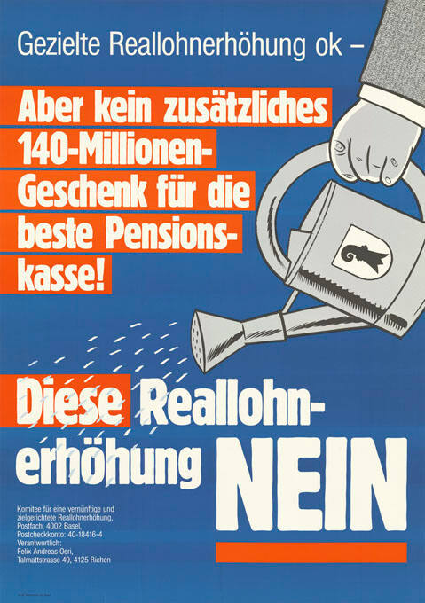 Gezielte Reallohnerhöhung ok – Aber kein zusätzliches 140-Millionen-Geschenk für die beste Pensionskasse! Diese Reallohnerhöhung Nein