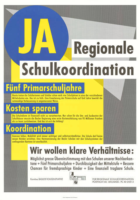 Ja, Regionale Schulkoordination, Wir wollen klare Verhältnisse