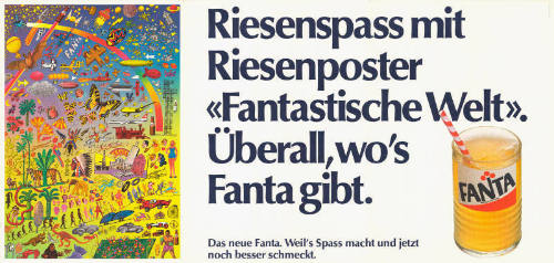 Riesenspass mit Riesenposter «Fantastische Welt». Überall wo’s Fanta gibt.