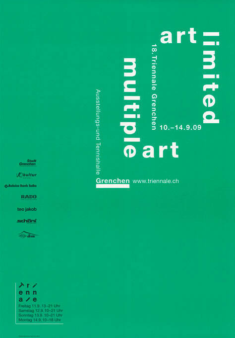 18. Triennale Grenchen, Art limited, Multiple art, Ausstellungs- und Tennishalle Grenchen