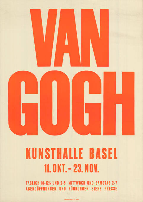 Van Gogh, Kunsthalle Basel