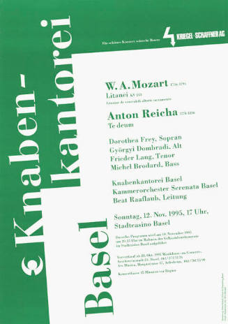 Knabenkantorei Basel, W.A. Mozart, Anton Reicha, Stadtcasino Basel