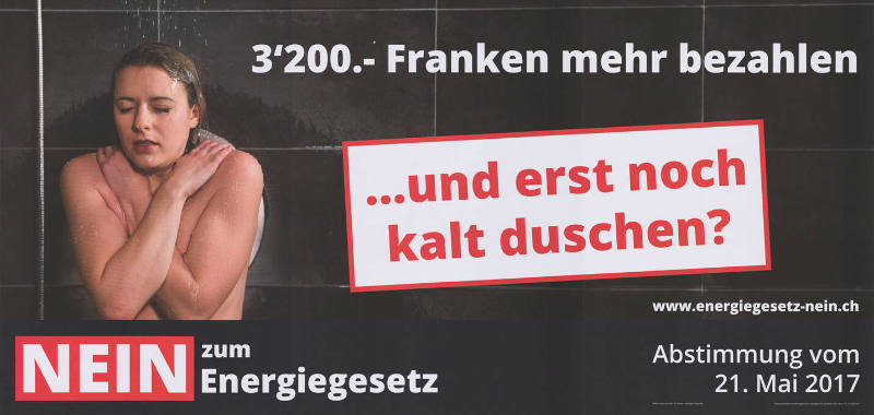 3200.- Franken mehr bezahlen …und erst noch kalt duschen? Nein zum Energiegesetz