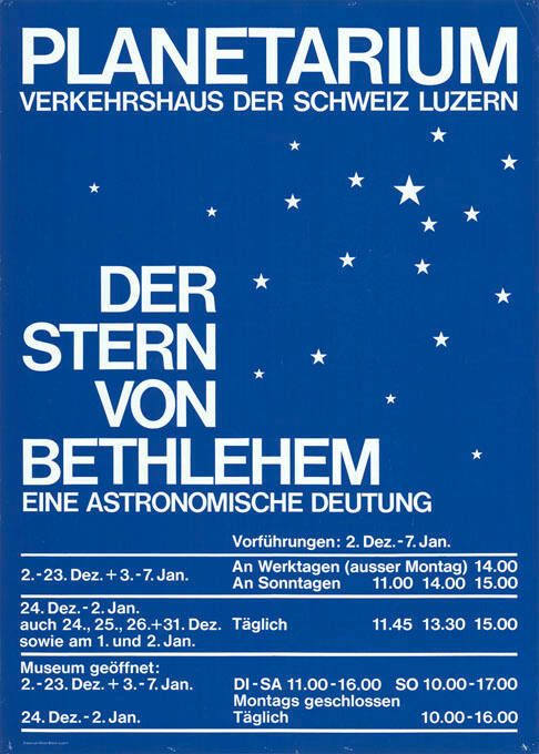 Der Stern von Bethlehem, Eine astronomische Deutung, Planetarium, Verkehrshaus der Schweiz Luzern