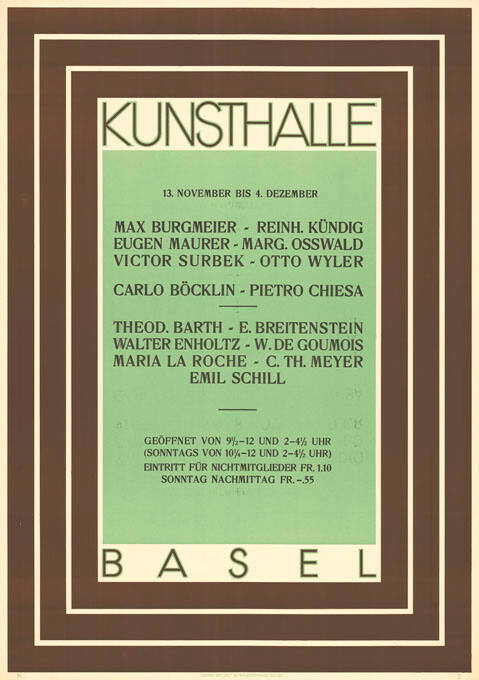 13. November bis 4. Dezember, Kunsthalle Basel