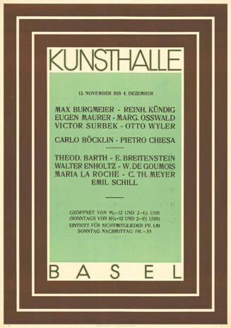 13. November bis 4. Dezember, Kunsthalle Basel