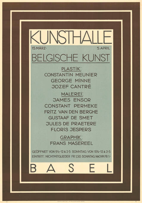 Belgische Kunst, Kunsthalle Basel