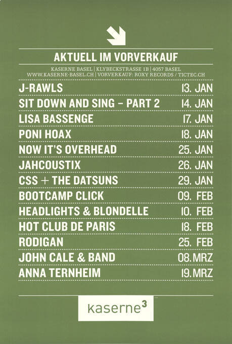 Aktuell im Vorverkauf, Jan, Feb, Mrz, Kaserne Basel