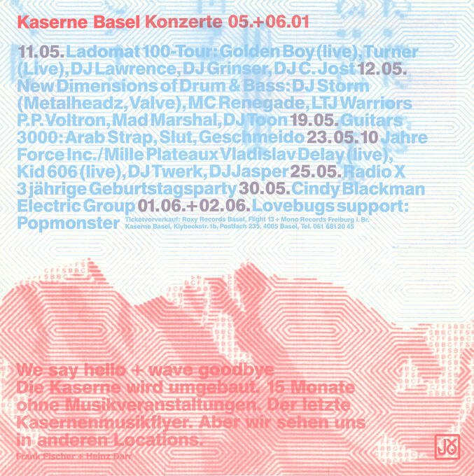 Kaserne Basel Konzerte 05. + 06.01, we say hello + wave goodbye