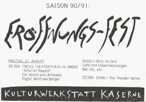 Eröffnungs-Fest, Kulturwerkstatt Kaserne