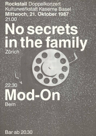 Rockstall Doppelkonzert, No secrets in the family, Mod-on, Kulturwerkstatt Kaserne Basel