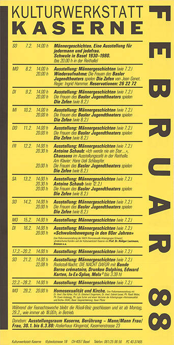 Kulturwerkstatt Kaserne, Februar 88