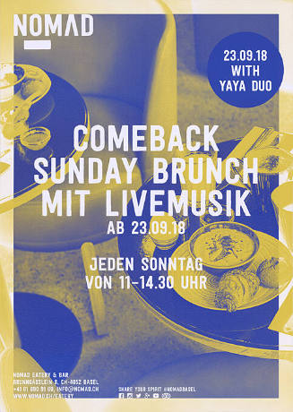 Comeback, Sunday Brunch mit Livemusik, Nomad Eatery & Bar, Basel