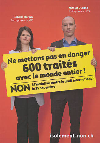 Ne mettons pas en danger 600 triatés avec le monde entier! Non à l’initiative contre le droit international