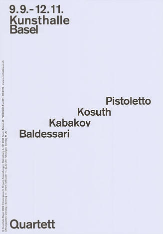 Pistoletto, Kosuth, Kabakov, Baldessari, Quartett, Kunsthalle Basel