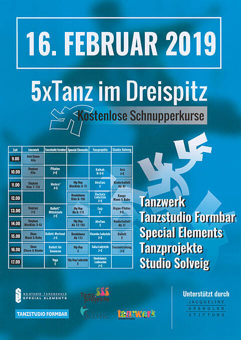 16. Februar 2019, 5x Tanz im Dreispitz, kostenlose Schnupperkurse