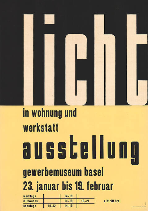 Licht in Wohnung und Werkstatt, Ausstellung, Gewerbemuseum Basel