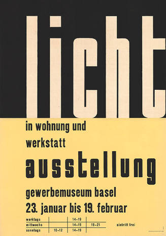 Licht in Wohnung und Werkstatt, Ausstellung, Gewerbemuseum Basel