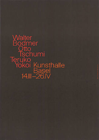 Walter Bodmer, Otto Tschumi, Teruko Yokoi, Kunsthalle Basel