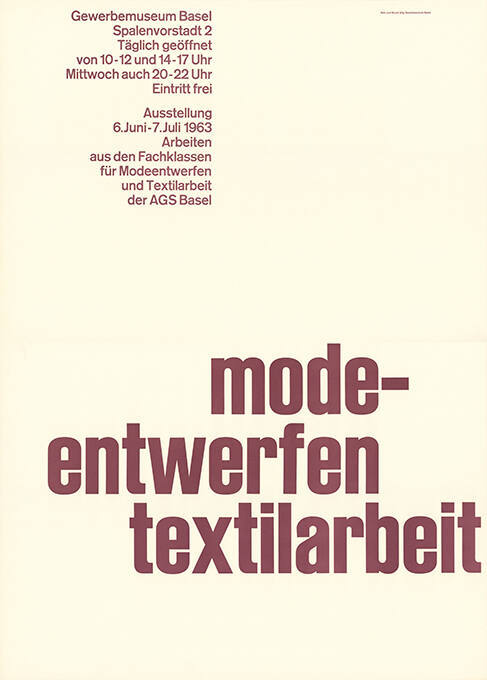 Modeentwerfen, Textilarbeit, Gewerbemuseum Basel