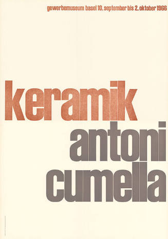 Keramik, Antoni Cumella, Gewerbemuseum Basel