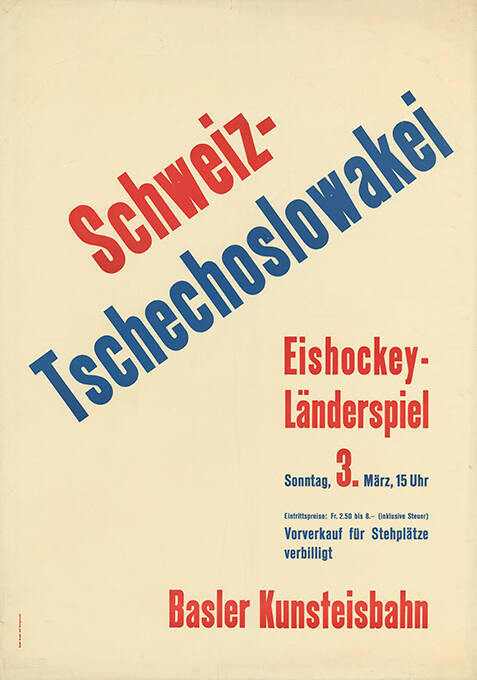 Schweiz – Tschechoslowakei, Eishockey-Länderspiel, Basler Kunsteisbahn