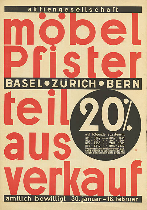 Möbel Pfister, Teilausverkauf Basel, Zürich, Bern