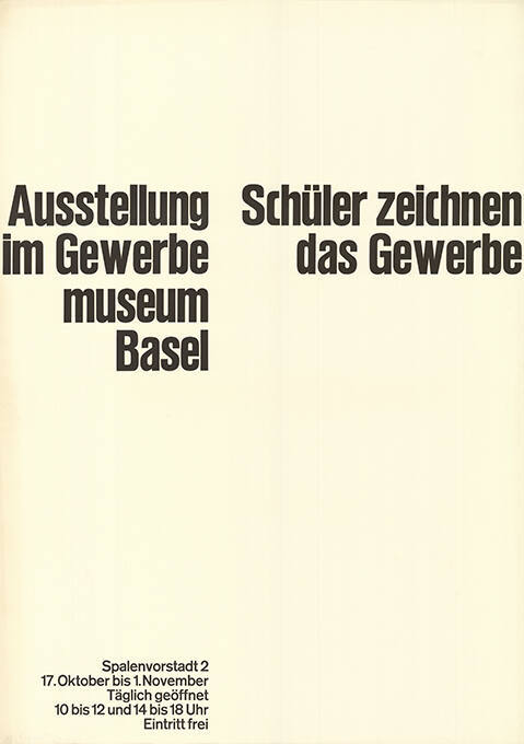 Schüler zeichnen das Gewerbe, Gewerbemuseum Basel