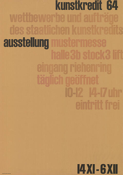 Kunstkredit 64, Wettbewerbe und Aufträge des Staatlichen Kunstkredits, Ausstellung Mustermesse