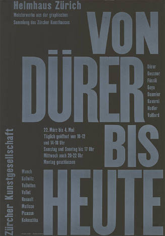 Von Dürer bis heute, Helmhaus Zürich