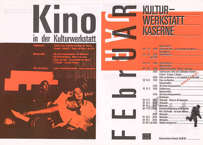 Kulturwerkstatt Kaserne, Februar, Kino in der Kulturwerkstatt