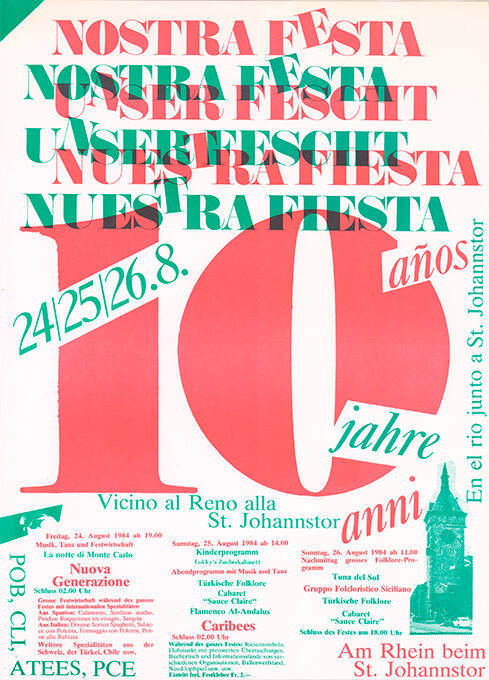 10 Jahre Nostra Festa, Unser Fescht, Nuestra Fiesta, POB, CLI, ATEES, PCE, Am Rhein beim St. Johannstor