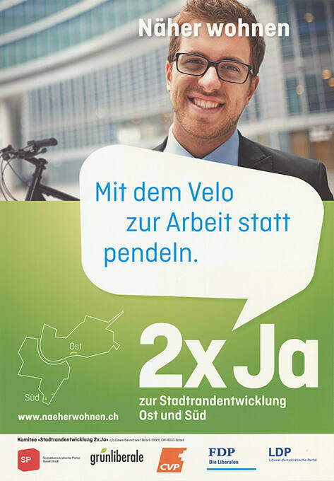 Näher wohnen, Mit dem Velo zur Arbeit statt pendeln. 2x Ja zur Stadtrandentwicklung Ost und Süd