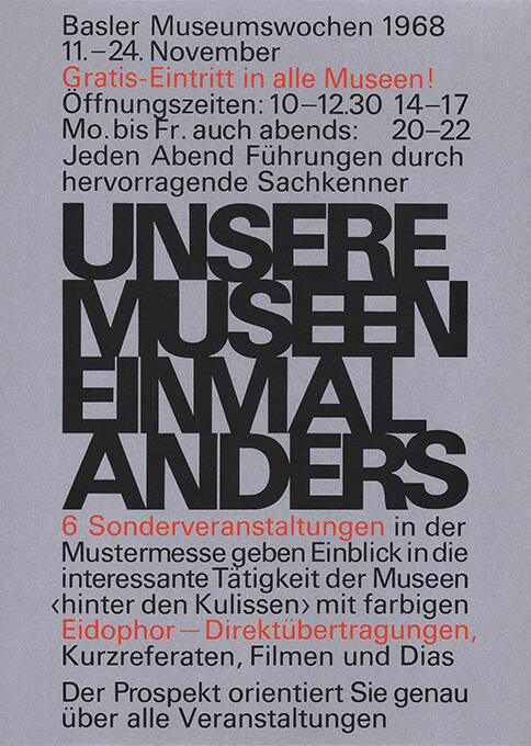 Unsere Museen einmal anders, Basler Museumswochen