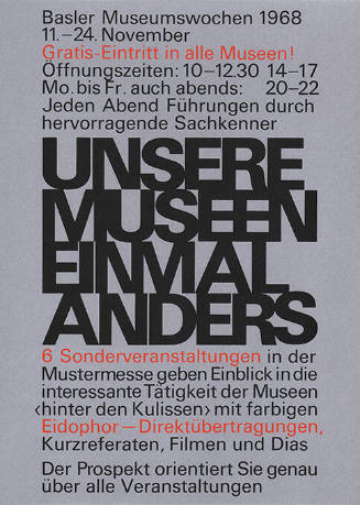 Unsere Museen einmal anders, Basler Museumswochen