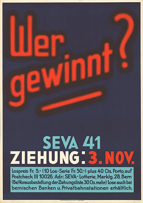 Wer gewinnt? Seva 41, Ziehung: 3. Nov.