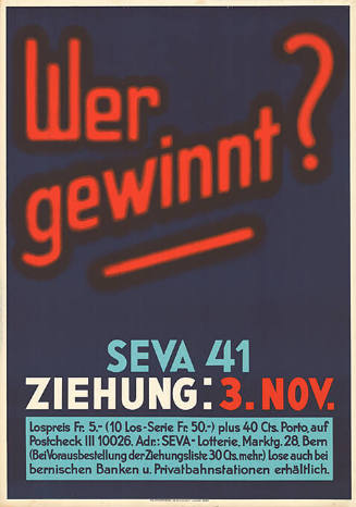 Wer gewinnt? Seva 41, Ziehung: 3. Nov.