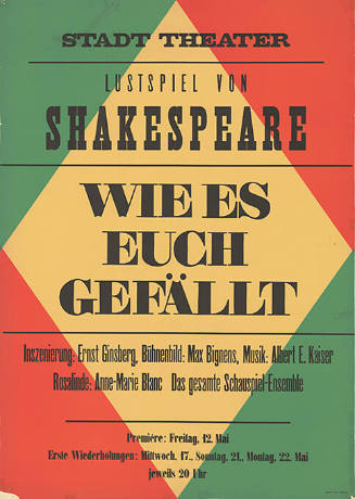 Lustspiel von Shakespeare, Wie es euch gefällt, Stadttheater Basel