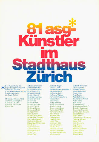 81 ASG-Künstler im Stadthaus Zürich