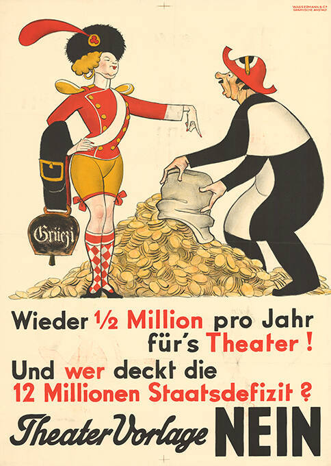 Wieder ½ Million pro Jahr für’s Theater! Und wer deckt die 12 Millionen Staatsdefizit? Theater Vorlage Nein