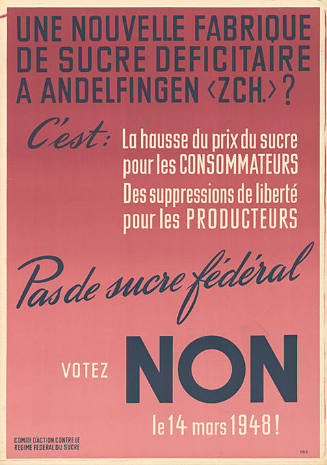 Pas de sucre fédéral, Votez Non
