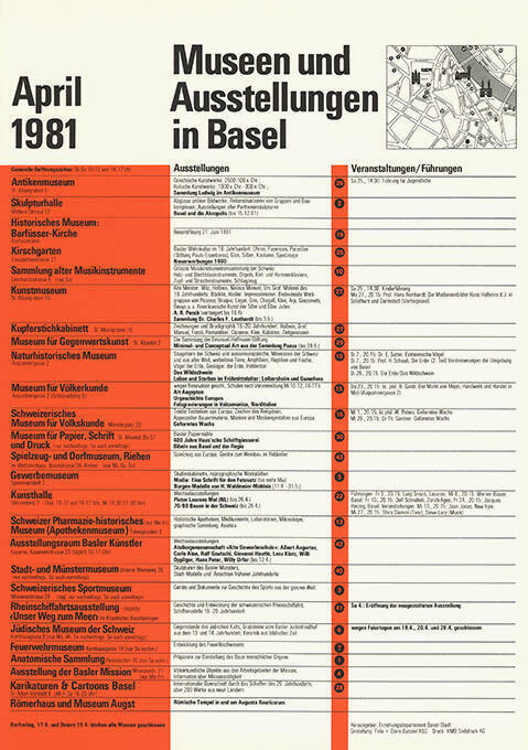 Museen und Ausstellungen in Basel, April