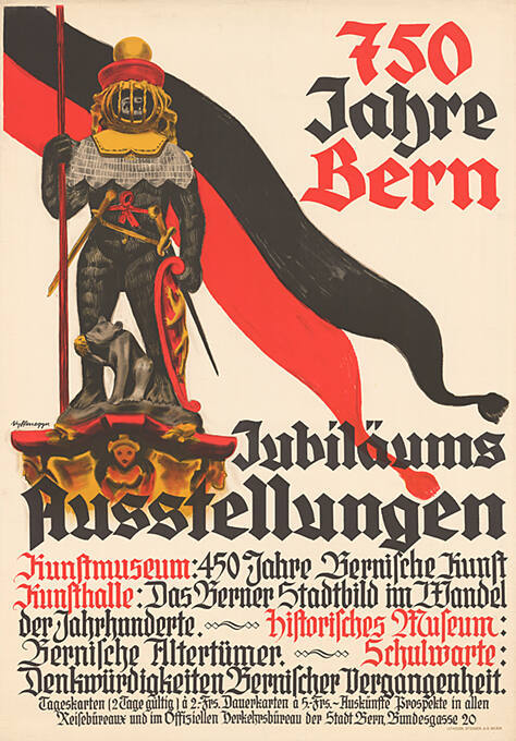 750 Jahre Bern, Jubiläums Ausstellungen, Kunstmuseum, Kunsthalle, Historisches Museum, Schulwarte