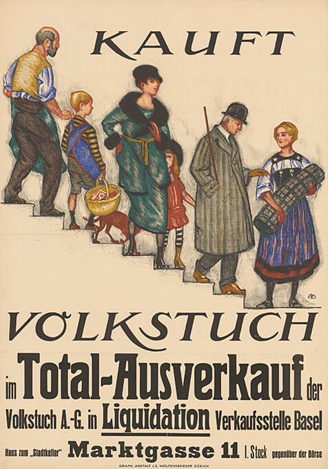 Kauft Volkstuch im Total-Ausverkauf der Volkstuch A.-G. in Liquidation